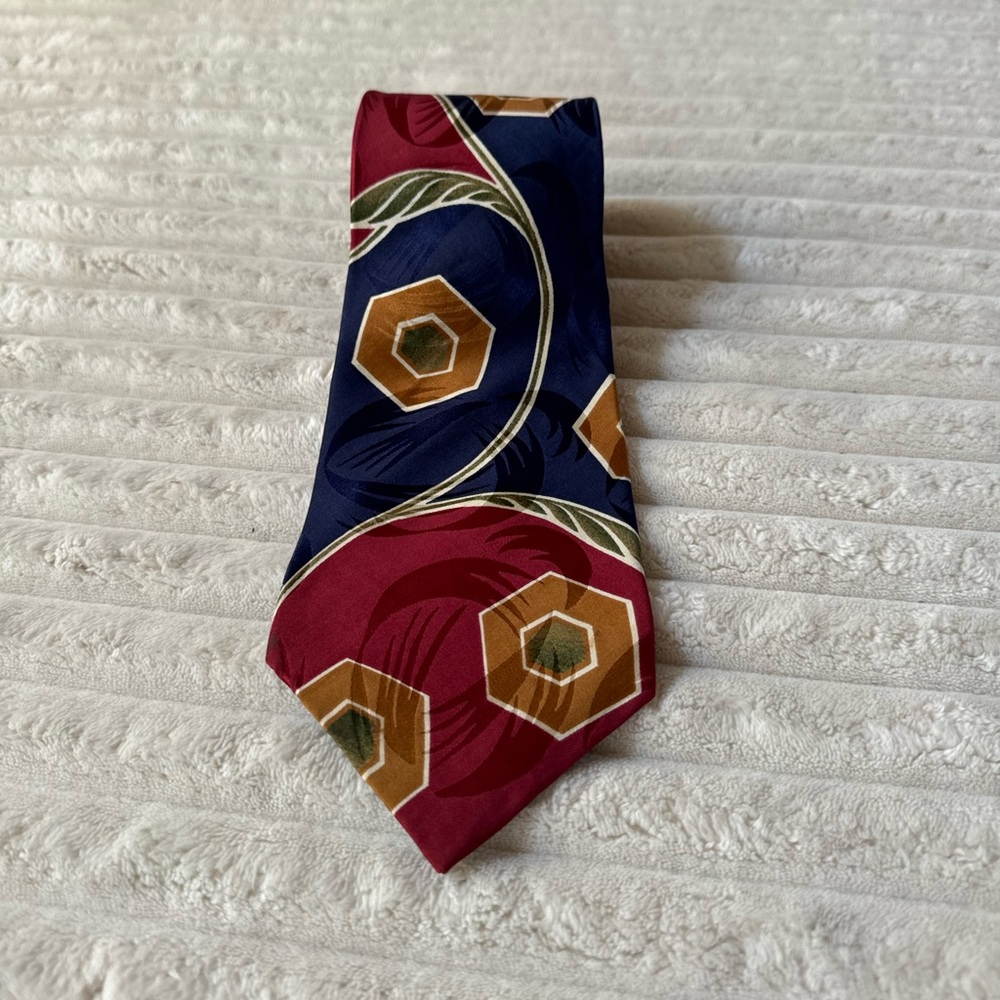 Oscar De La Renta Couture Vintage Silk Elegant Multicolor Men's Tie